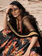 Myra Black Organza Printed Lehenga