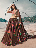 Myra Pink Organza Printed & Embroidered Lehenga