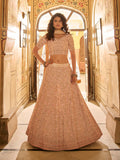 Myra Peach Crepe Embroidered Lehenga