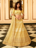Myra Yellow Organza Embroidered Lehenga