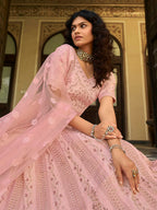 Myra Baby Pink Organza Embroidered Lehenga