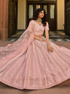 Myra Baby Pink Organza Embroidered Lehenga