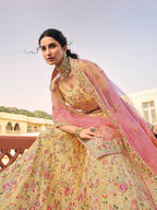 Myra Yellow Organza Embroidered Lehenga