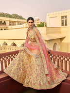 Myra Yellow Organza Embroidered Lehenga