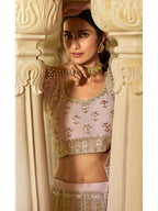 Myra Pink Organza Embroidered Lehenga