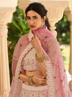 Myra Peach Crepe Embroidered Lehenga