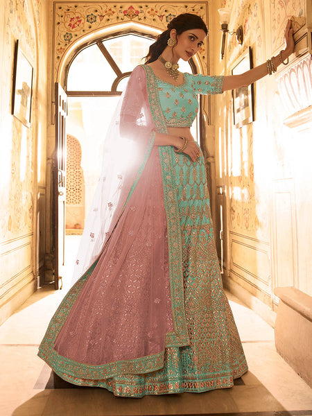 Myra Beautiful Blue Crepe Embroidered Lehenga Choli