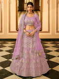 Myra Wine Organza Embroidered Lehenga Choli
