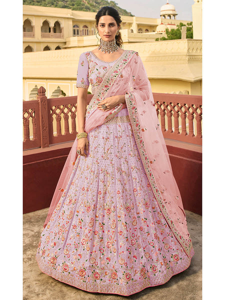 Myra Dark Pink Organza Embroidered Lehenga Choli
