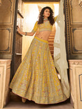 Myra Yellow Organza Embroidered Lehenga Choli