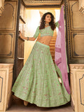 Myra Pista Organza Embroidered Lehenga Choli