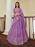 Myra Lilac Georgette Embroidered Lehenga