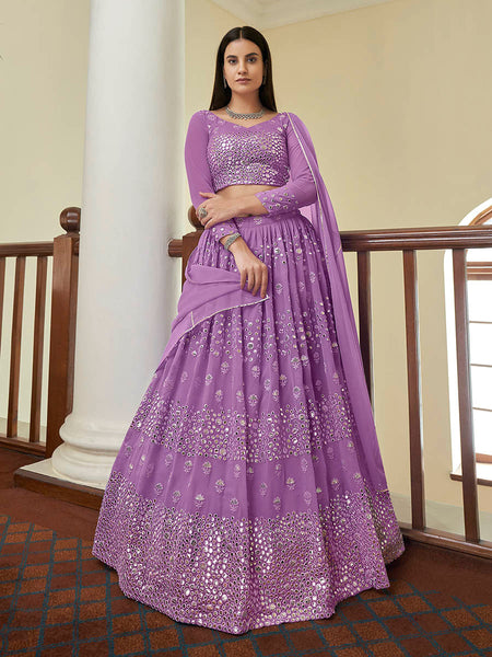 Myra Lilac Georgette Embroidered Lehenga