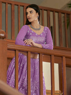Myra Lilac Georgette Embroidered Lehenga