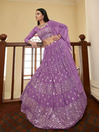 Myra Lilac Georgette Embroidered Lehenga