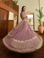 Myra Mauve Georgette Embroidered Lehenga