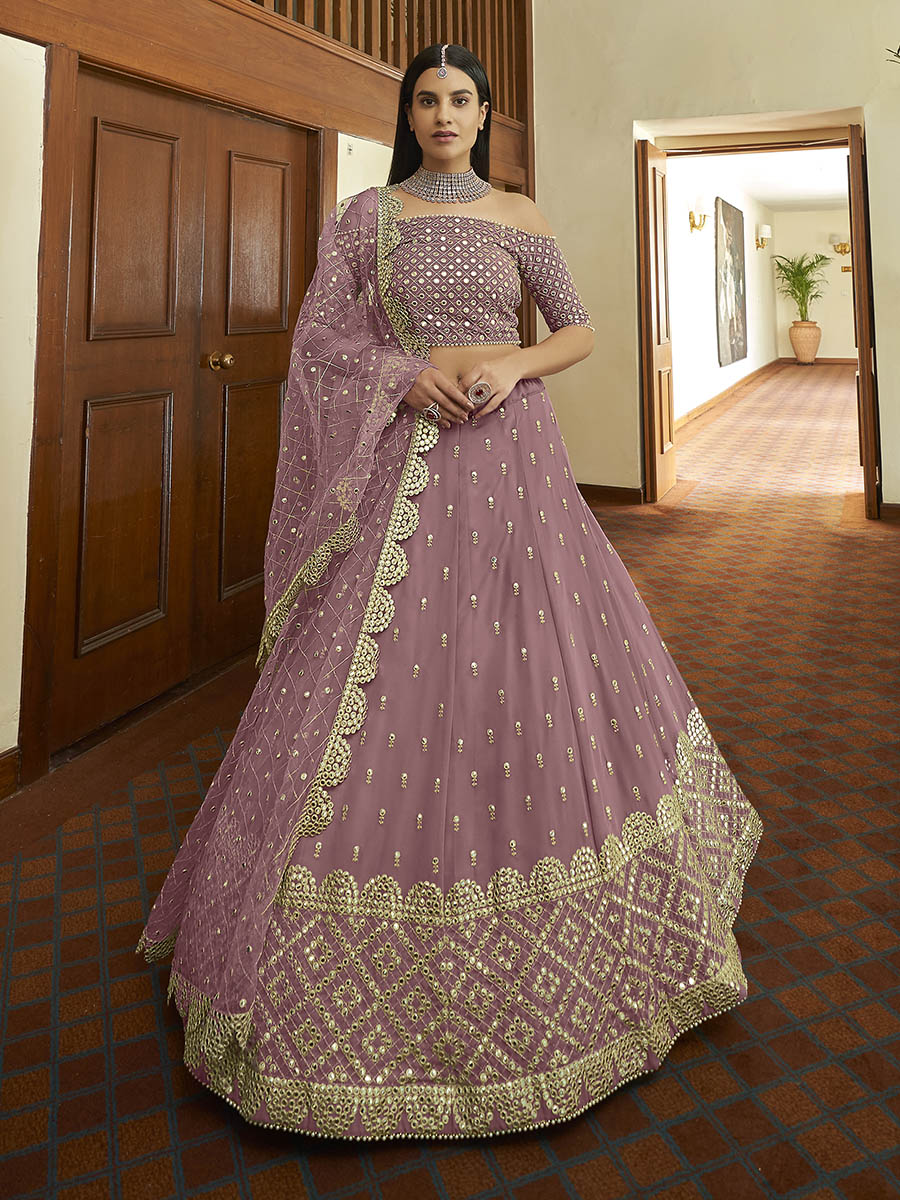 Myra Mauve Georgette Embroidered Lehenga