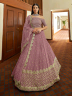 Myra Mauve Georgette Embroidered Lehenga