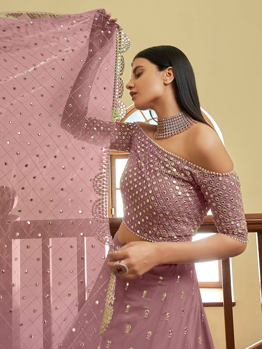 Myra Mauve Georgette Embroidered Lehenga