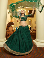 Myra Green Art Silk Embroidered Lehenga