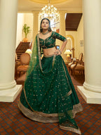 Myra Green Art Silk Embroidered Lehenga