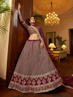Myra Maroon Crepe Embroidered Lehenga