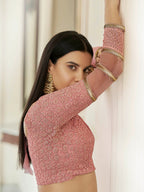 Myra Peach Soft Net Embroidered Lehenga