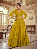 Myra Mustard Yellow georgette Designer Suit