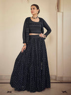 Myra Navy Blue georgette Designer Suit