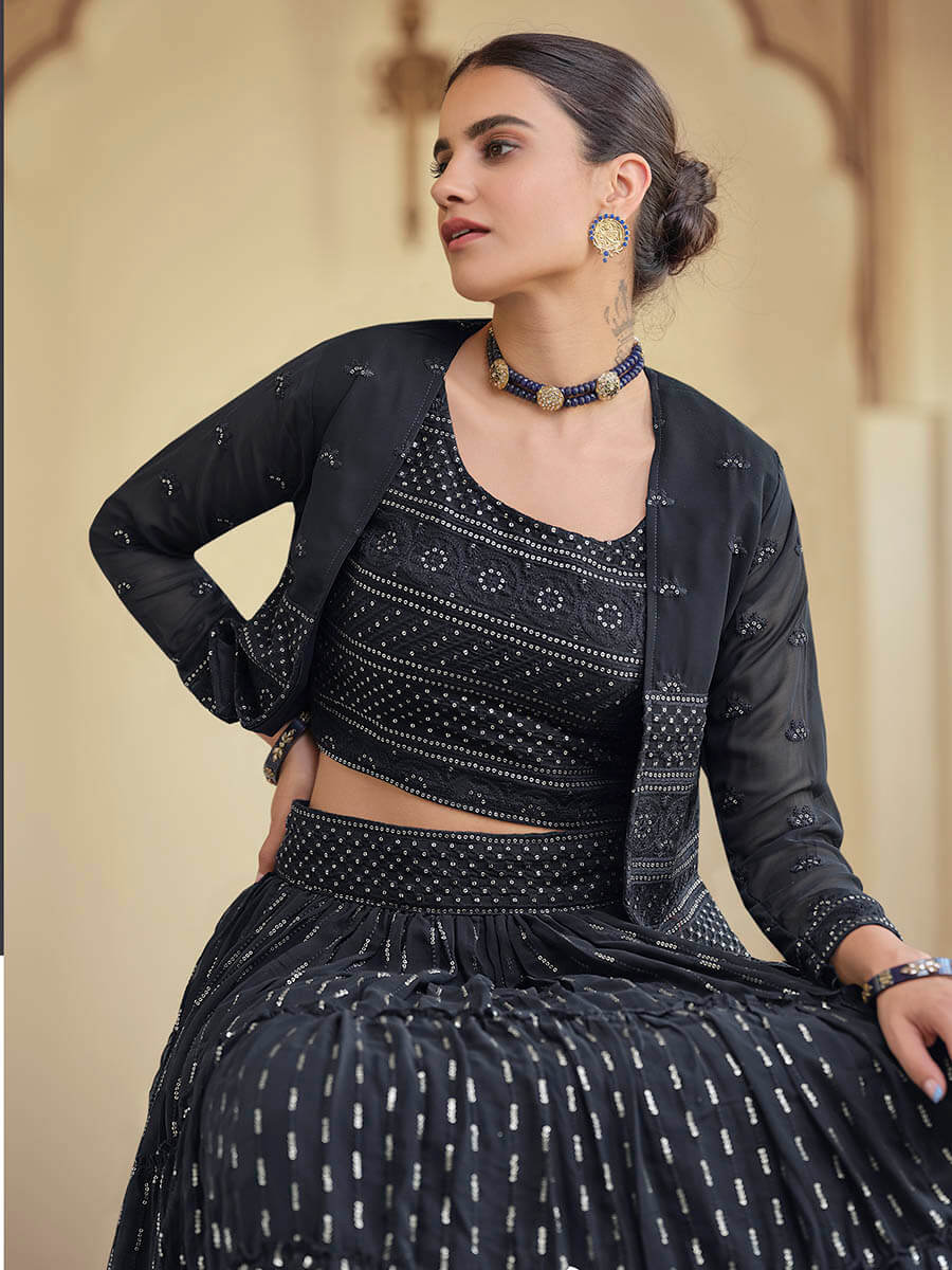 Myra Navy Blue georgette Designer Suit
