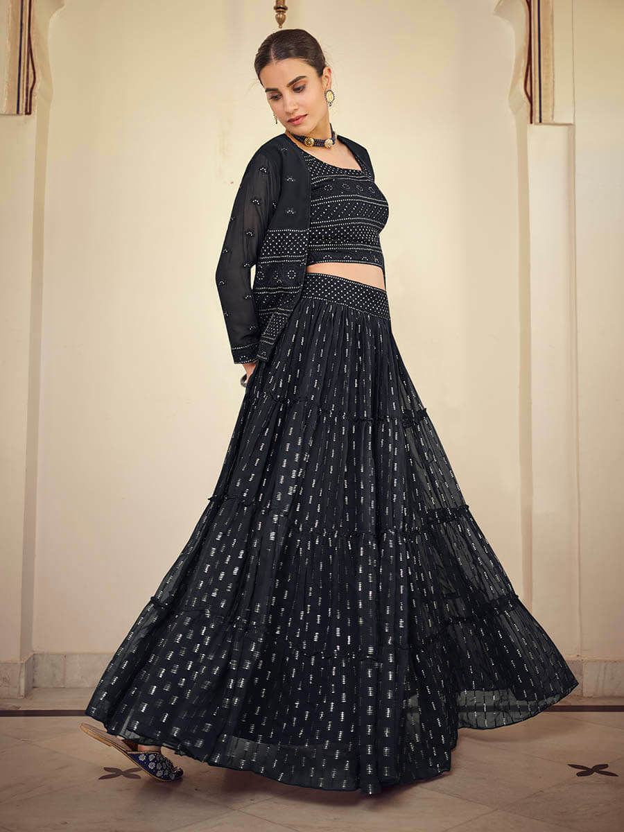 Myra Navy Blue georgette Designer Suit