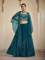 Myra Rama Green Crepe Designer Suit