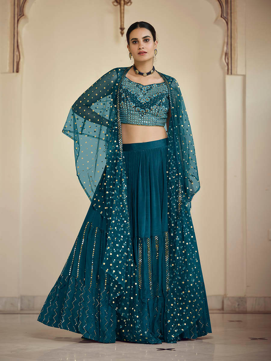 Myra Rama Green Crepe Designer Suit