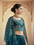 Myra Rama Green Crepe Designer Suit