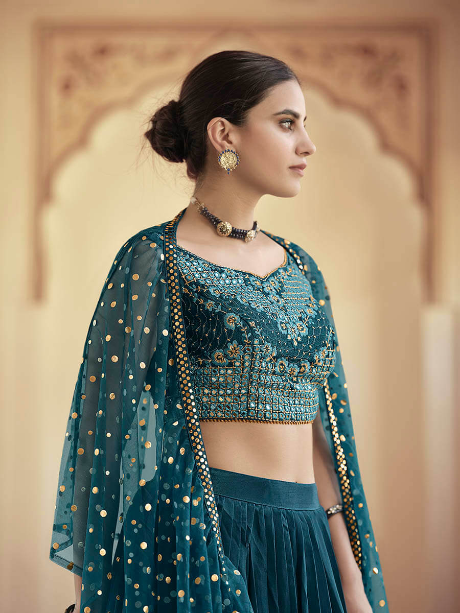 Myra Rama Green Crepe Designer Suit
