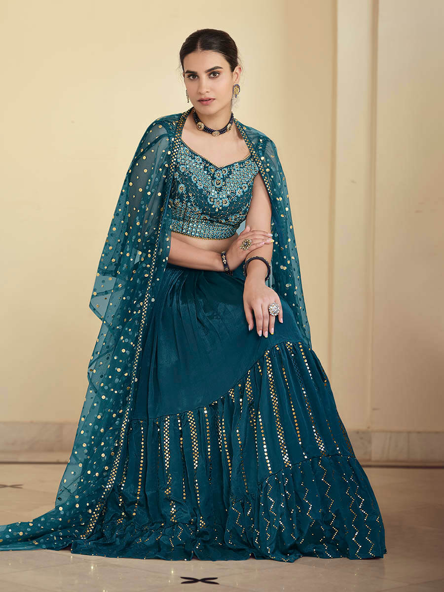 Myra Rama Green Crepe Designer Suit