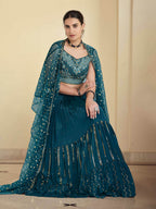 Myra Rama Green Crepe Designer Suit
