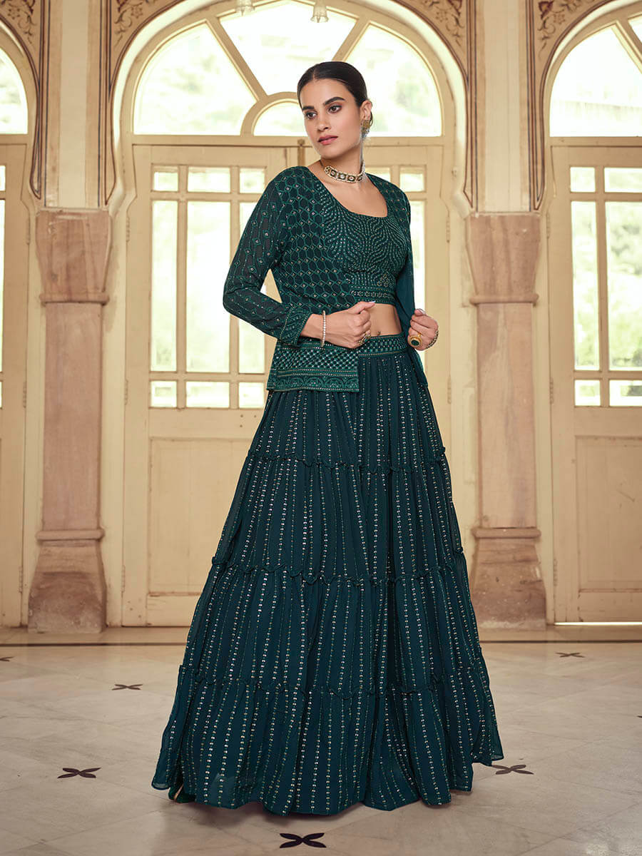 Myra Dark Green georgette Designer Suit