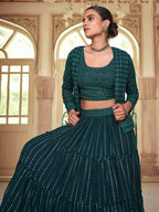 Myra Dark Green georgette Designer Suit