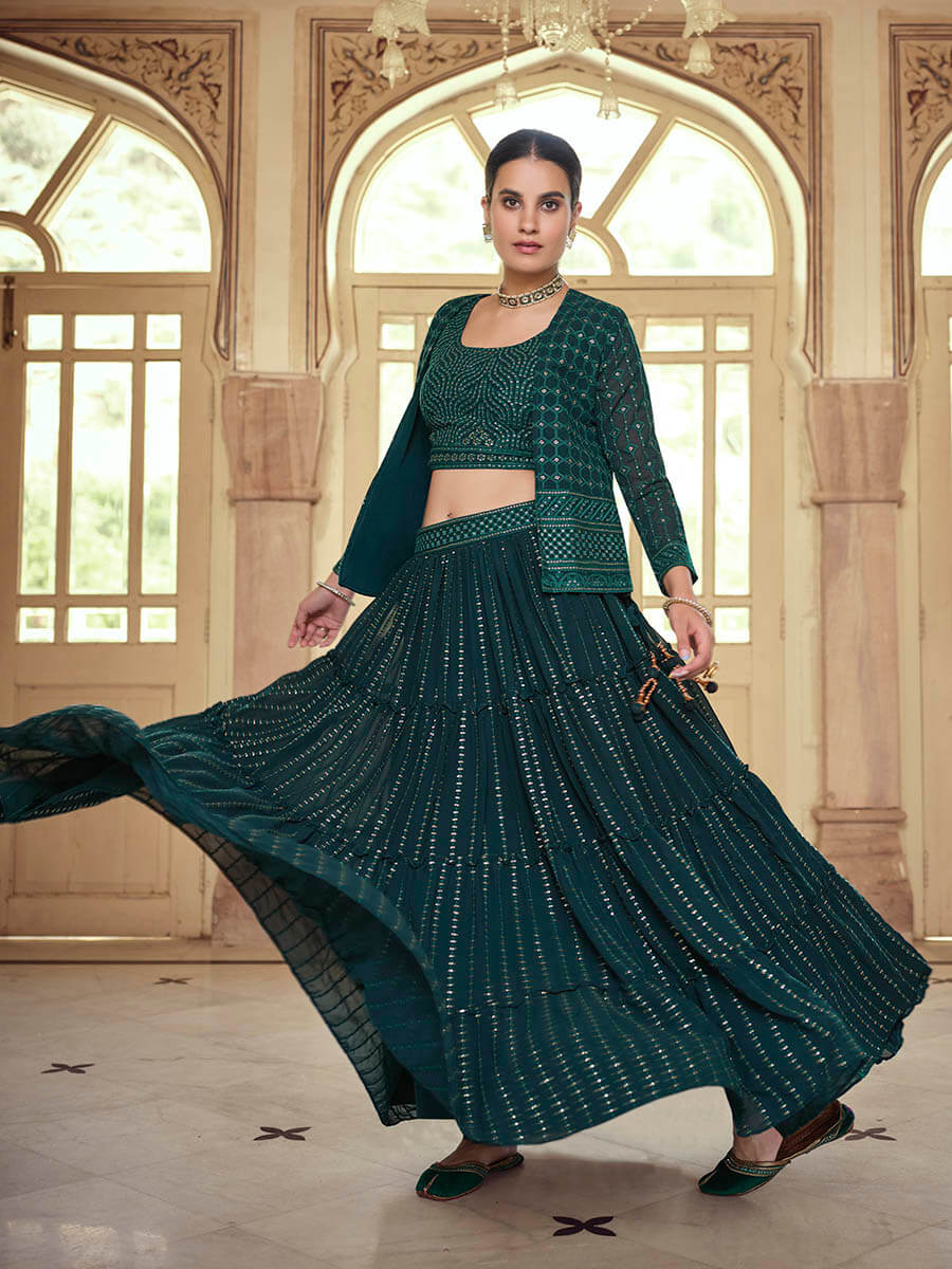 Myra Dark Green georgette Designer Suit