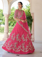 Myra Pink Net Embroidered Lehenga