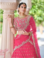 Myra Pink Net Embroidered Lehenga