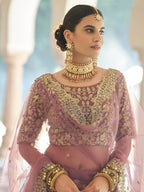 Myra Mauve Net Embroidered Lehenga