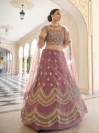 Myra Mauve Net Embroidered Lehenga