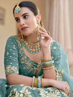 Myra Green Net Embroidered Lehenga
