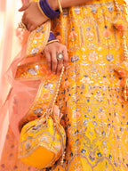 Myra Mustard Yellow Designer Hand work Lehenga