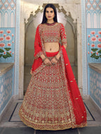 Myra Red Georgette Embroidered Lehenga