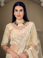 Myra Traditional Cream Organza Embroidered Lehenga