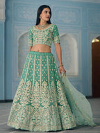 Myra Turquiose Organza Embroidered Lehenga