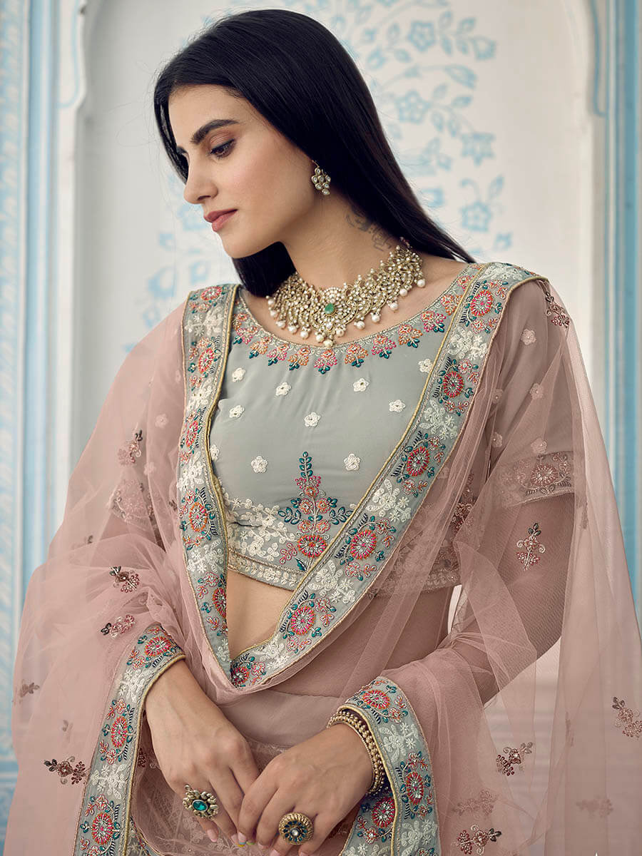 Myra Grey Georgette Embroidered Lehenga
